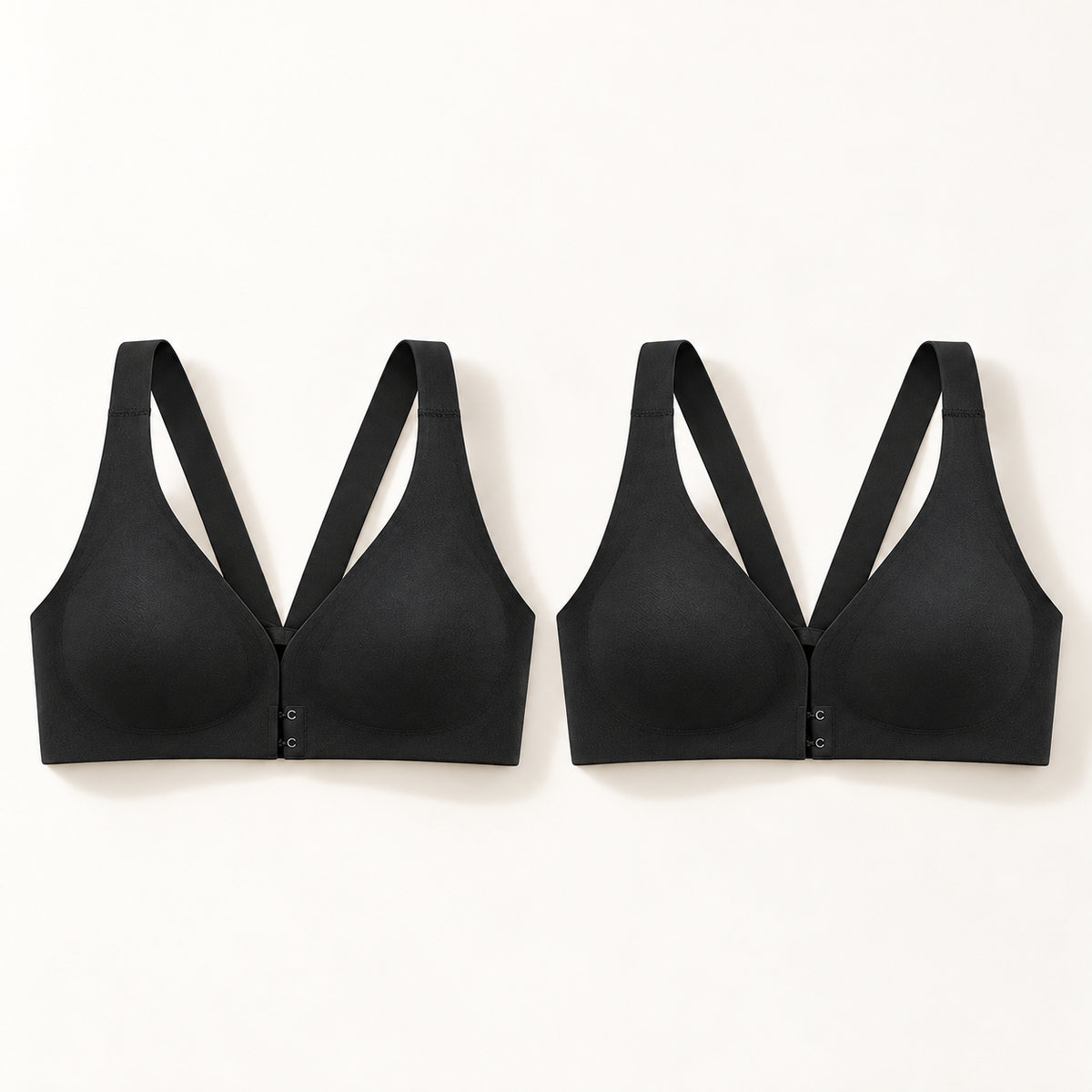 Pack de 2 bras negros con cierre frontal — P2