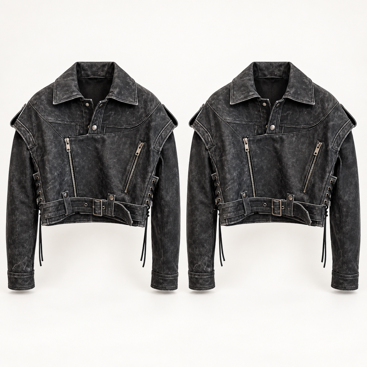 Dos chaquetas completas del mismo diseño; sin accesorios adicionales.