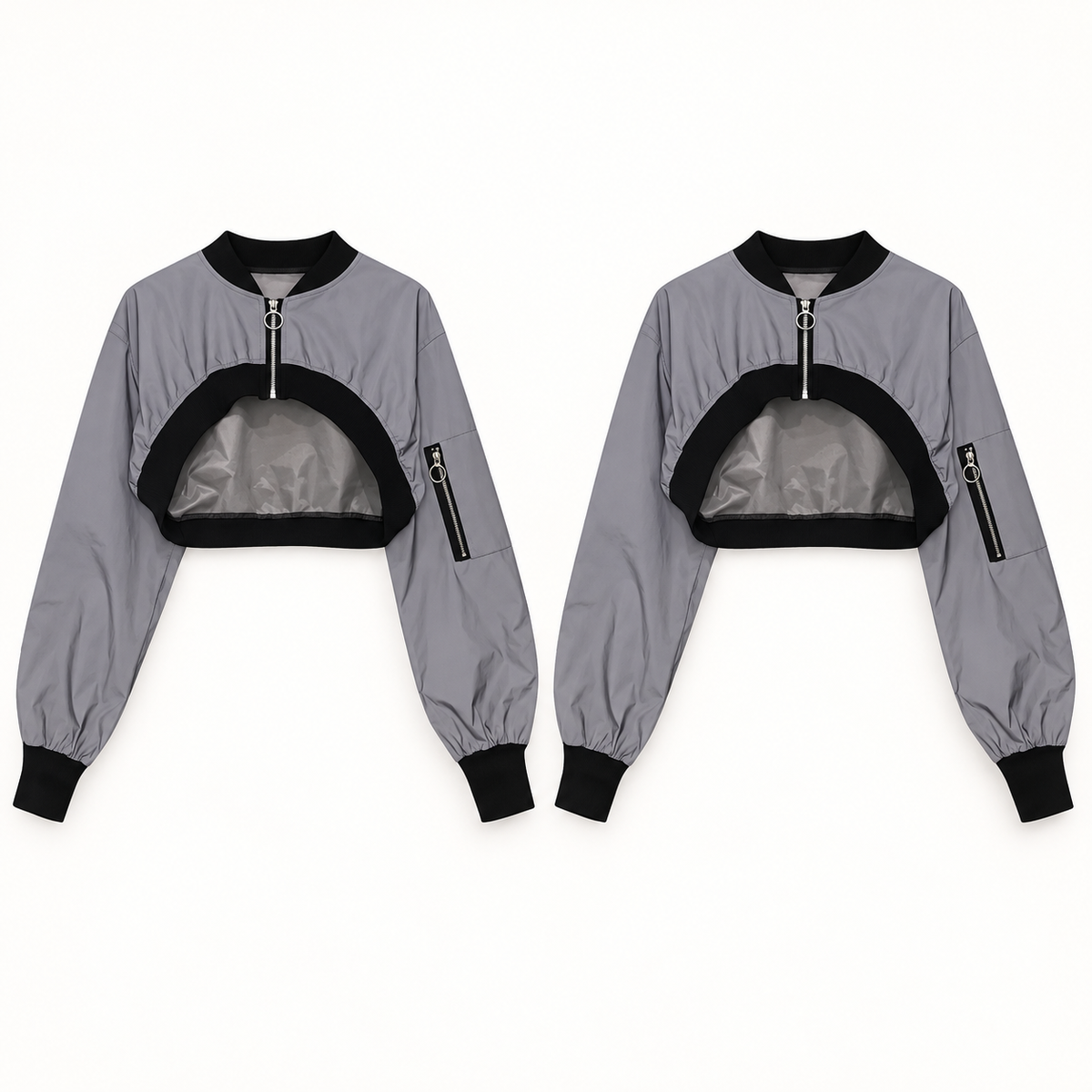 Dos chaquetas crop del mismo diseño; no incluye otras prendas.