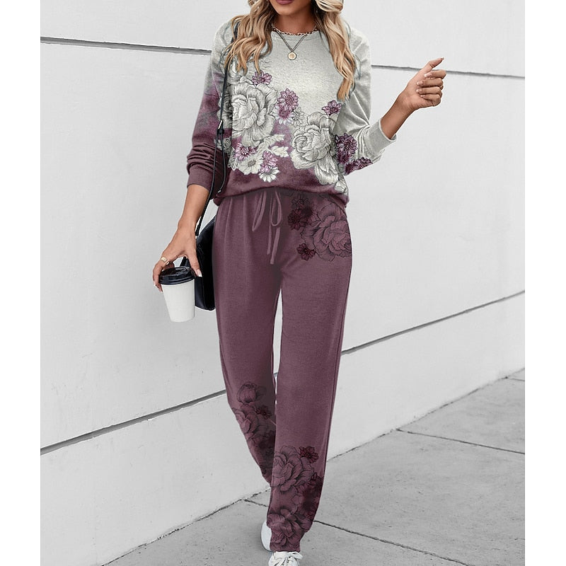 Conjunto floral de 2 piezas: blusa y pantalón · foto 1