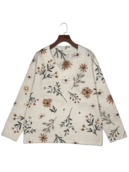 Suéter floral con cuello en V · foto 4