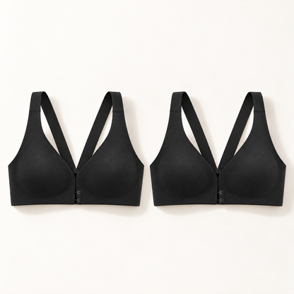 Pack de 2 bras negros con cierre frontal — P2