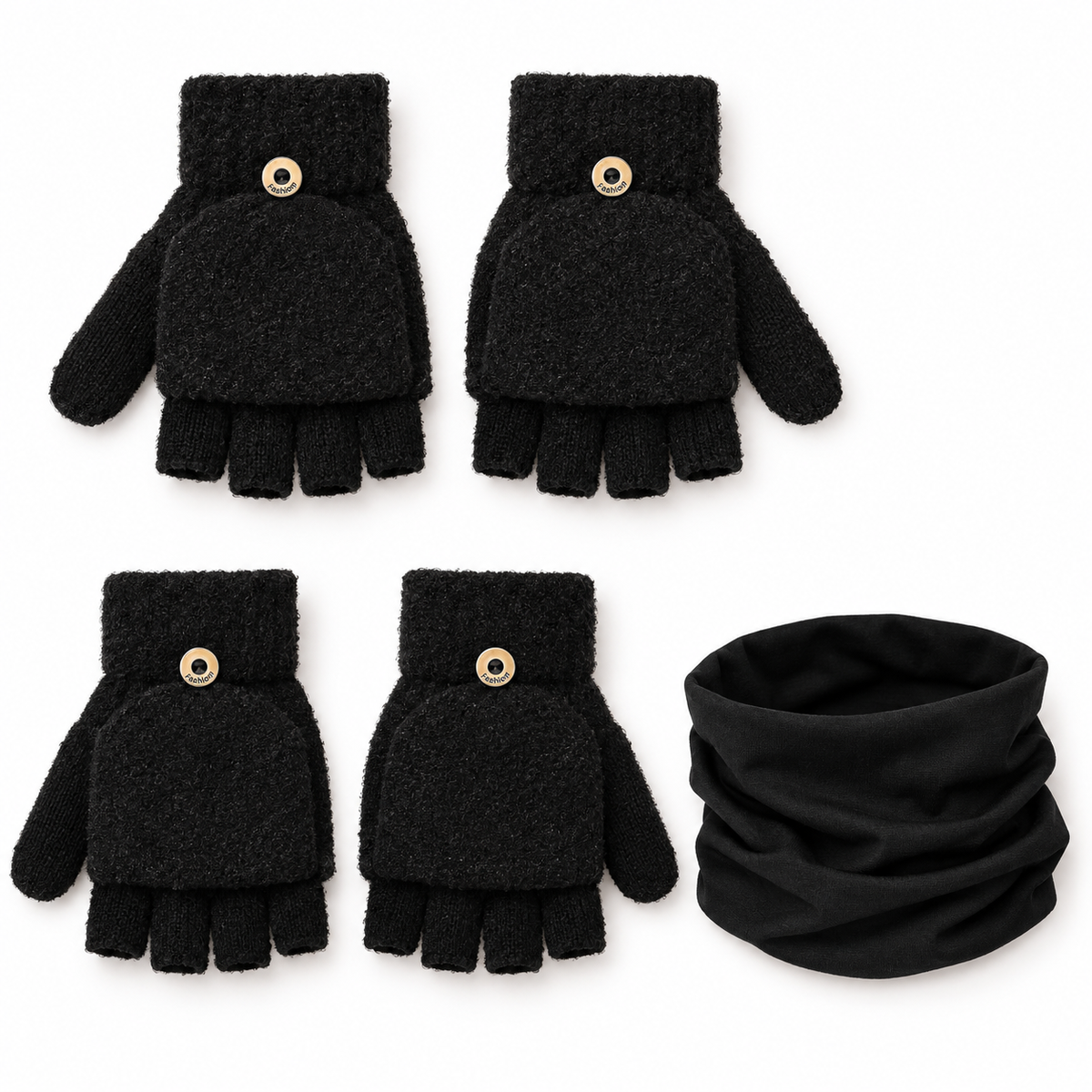Pack de 2 pares de guantes convertibles + 1 cuello tubular de regalo — P2