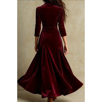 Vestido largo con cuello en V y botones · foto 4