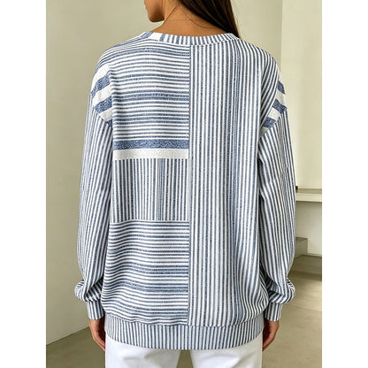 Sudadera de cuello redondo y rayas combinadas · foto 2