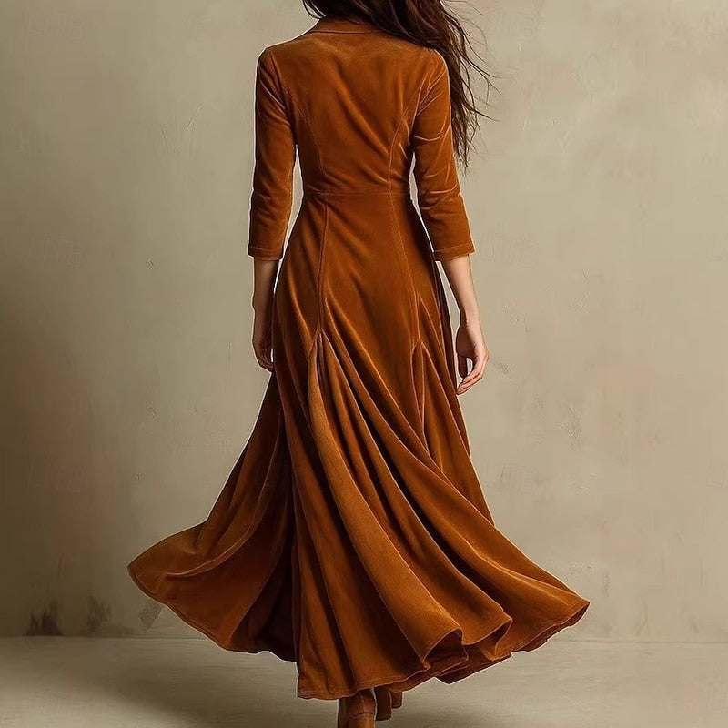 Vestido largo con cuello en V y botones · foto 2